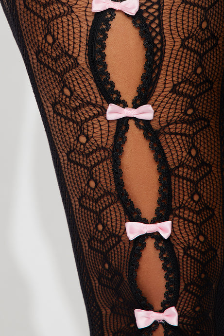 Cutest Of All Bow Tights - Black