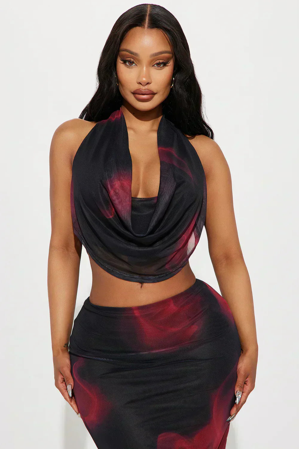 Sheer Mesh Skirt Set