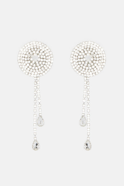Vegas Showgirl Rhinestone Nipple Cover Pasties - Silver