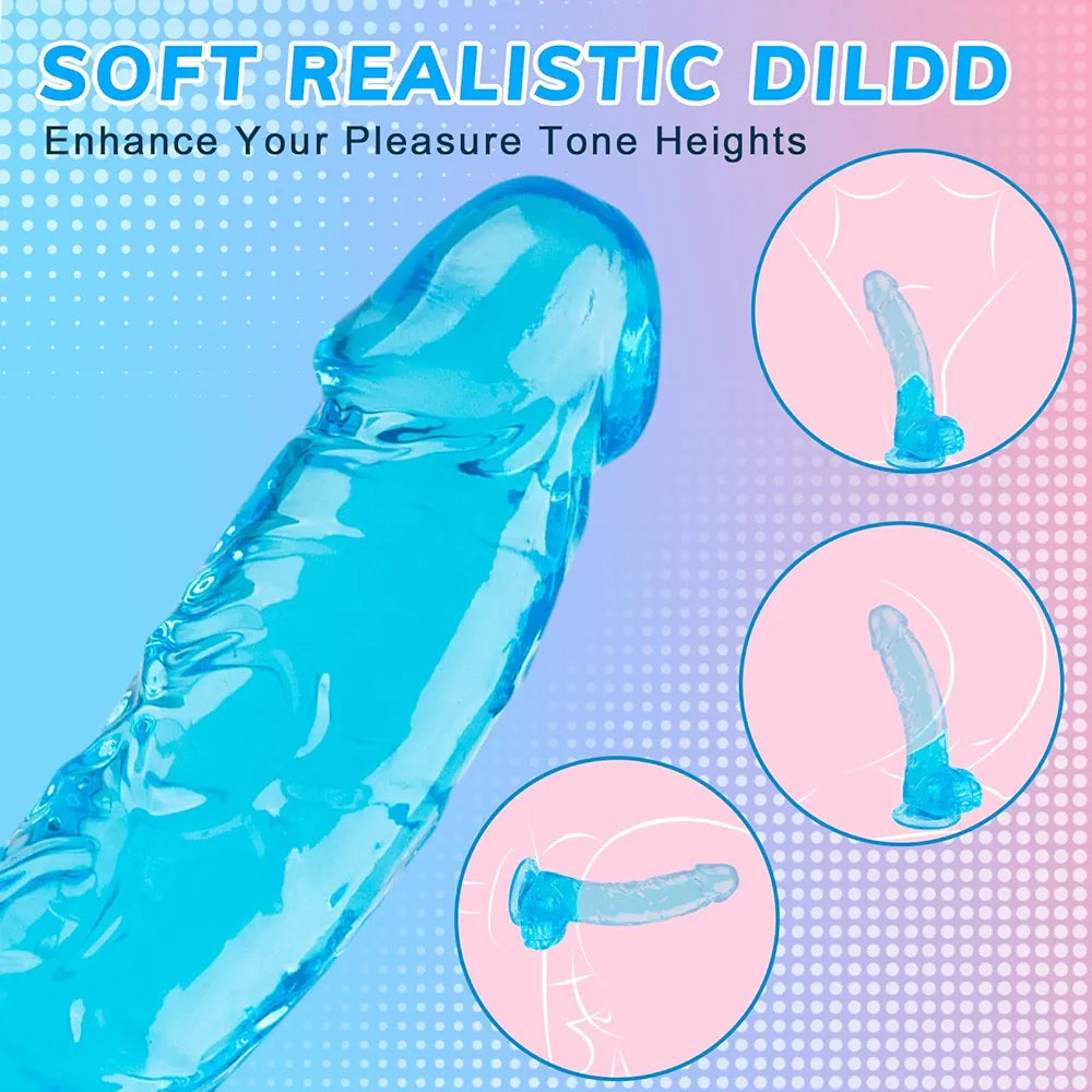 7-Inch Realistic Soft Blue Dildo with Suction Cup