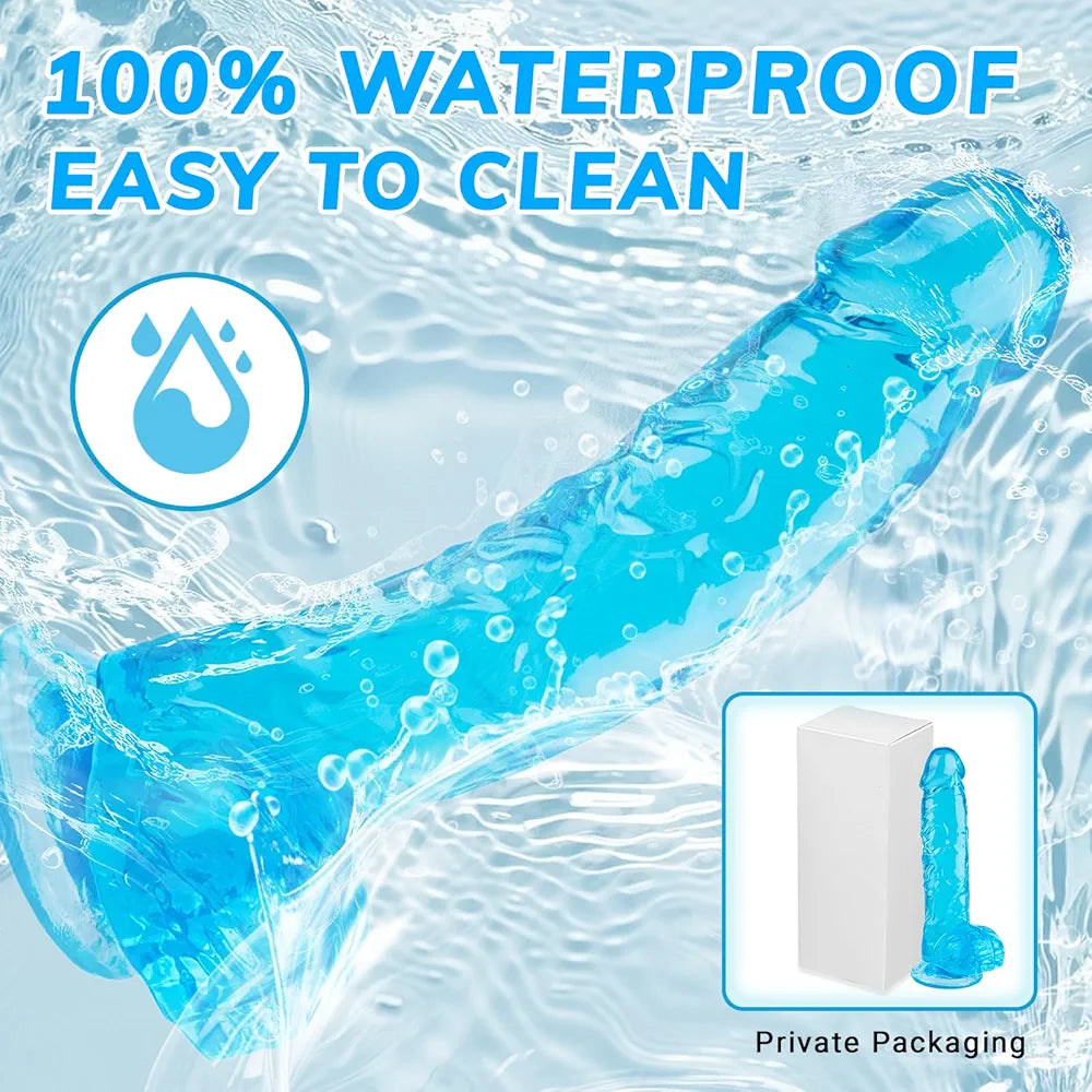 7-Inch Realistic Soft Blue Dildo with Suction Cup
