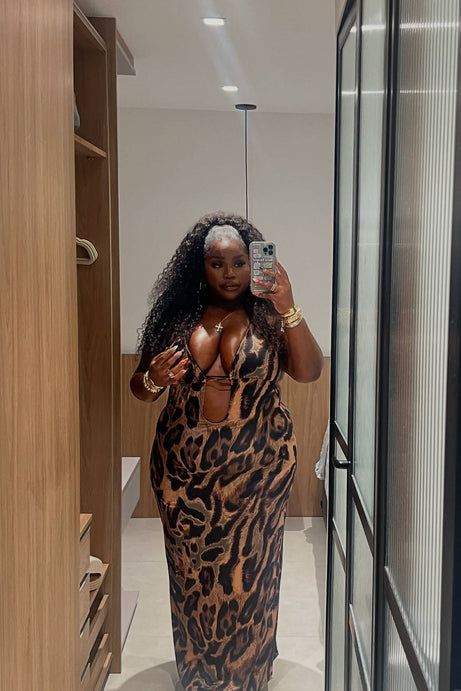 Tulum Nights Leopard Maxi Dress - Brown Combo
